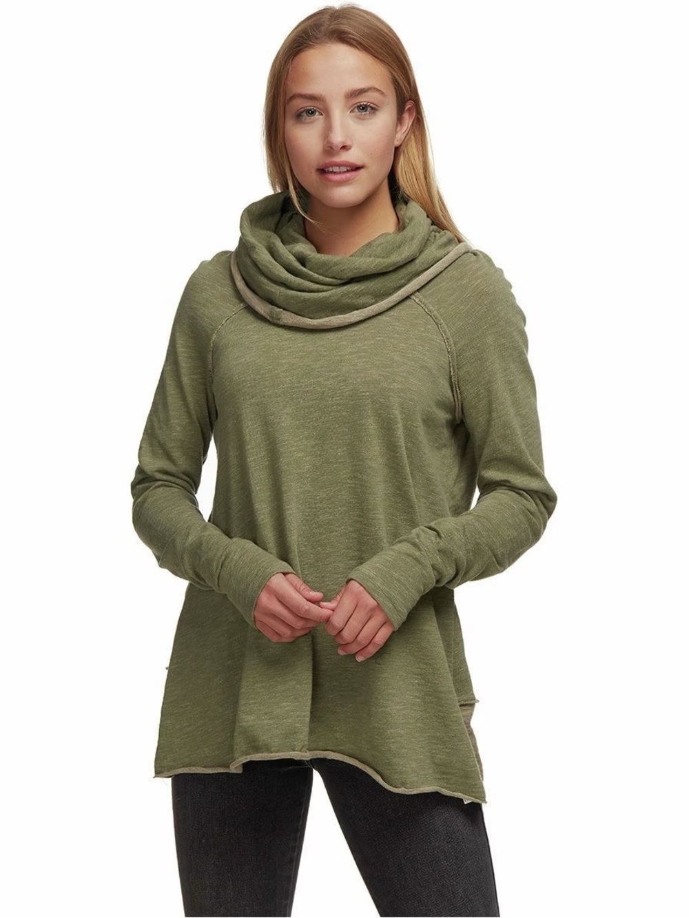 Free People Beach Cocoon Olive Green Cowl Neck Sweater
